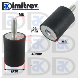 Антивибрационен тампон М 8 х Ø 30 х 40 mm